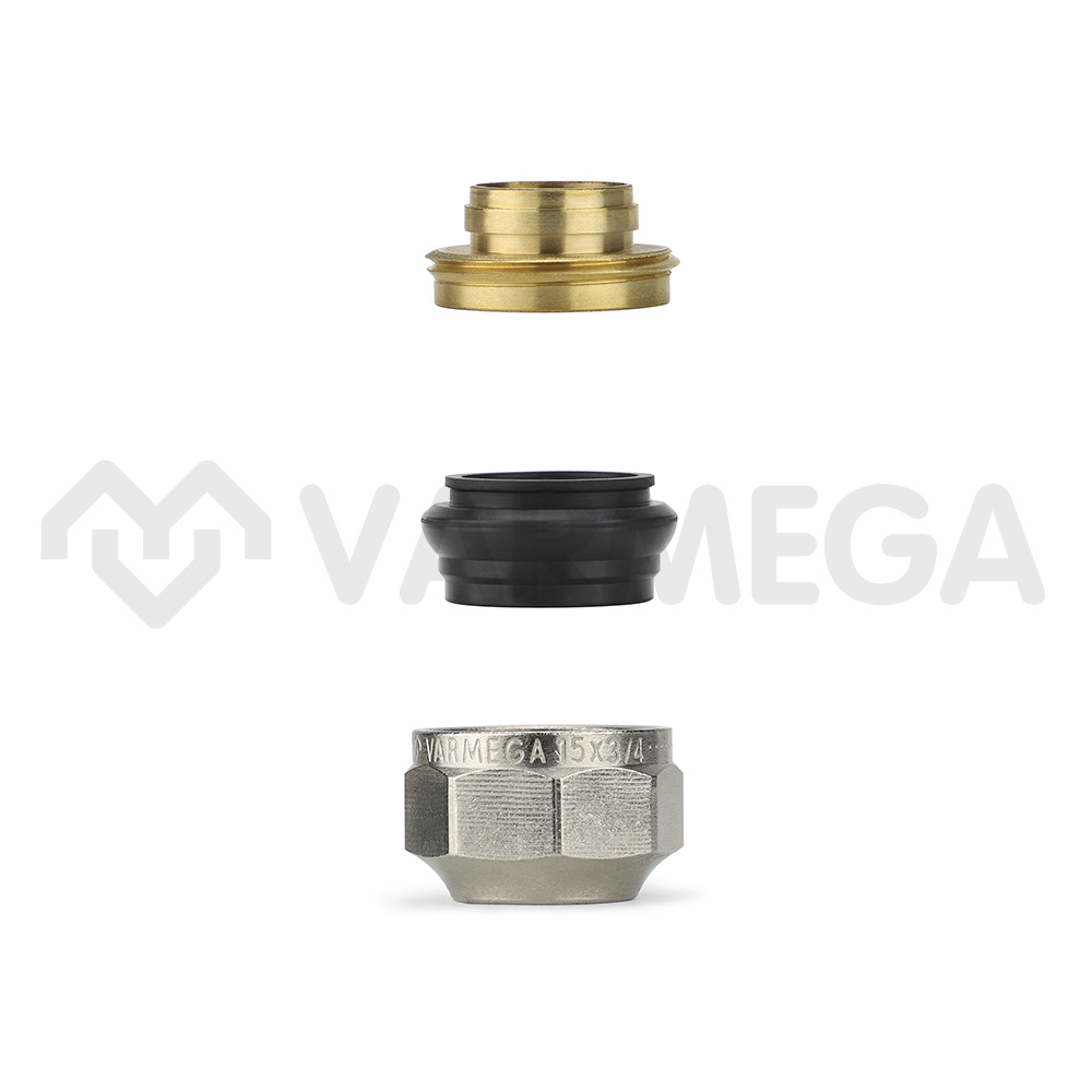 Резьбозажимное соединение (фитинг евроконус) Varmega VMTF96-N151015, 3/4"EK для подключения стальной/медной трубки 15х1.0 мм
