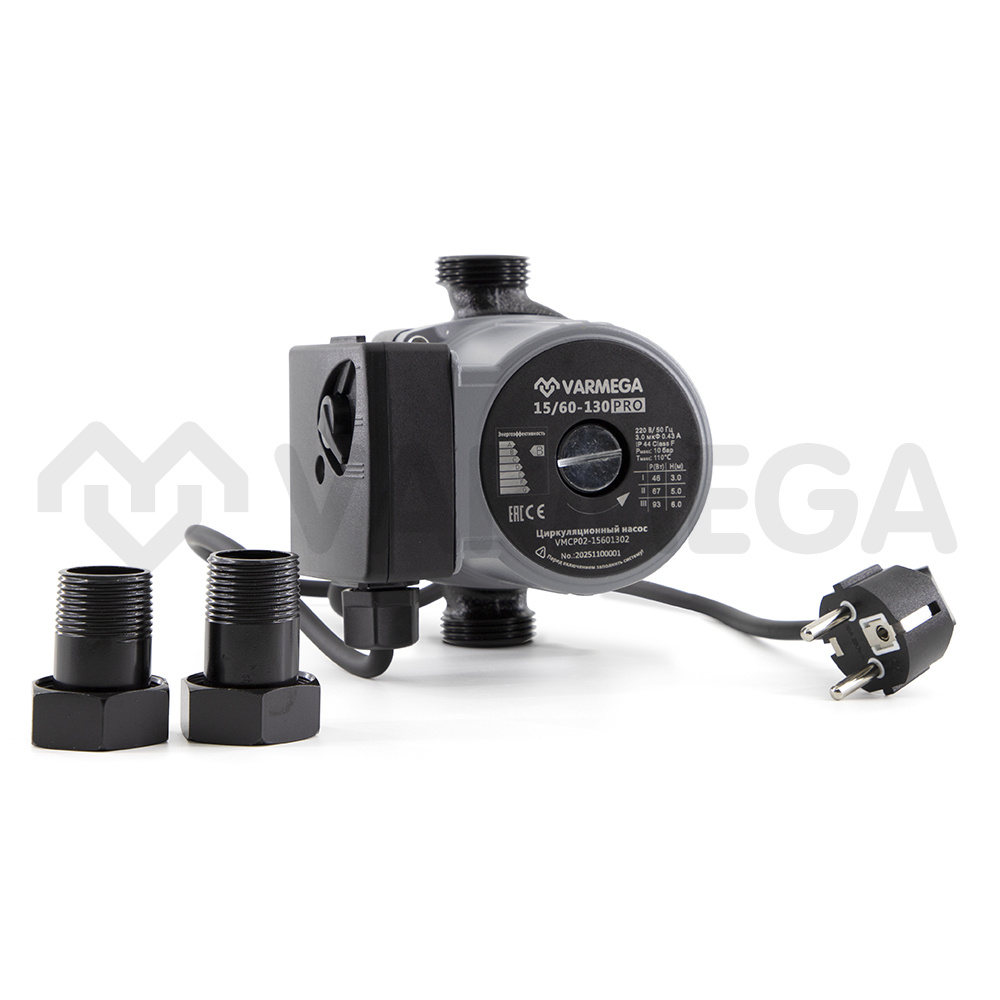 Насос циркуляционный Varmega VMCP02 PRO 15/60 130, VMCP02-15601302, с гайками
